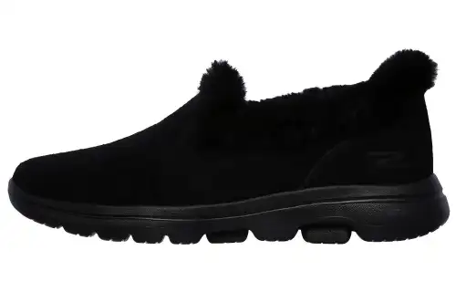 Skechers Go Walk 5 Leather Fleece Lined For Warmth And Comfort Low top Casual Shoes Women's Black