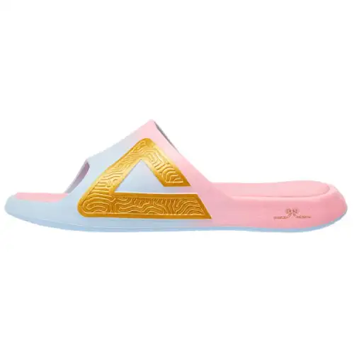 PEAK Tai Ji1.0 Rubber Sole Graffiti Quiet Slip Resistant Slide Slippers Unisex Sky Blue Pearl Powder