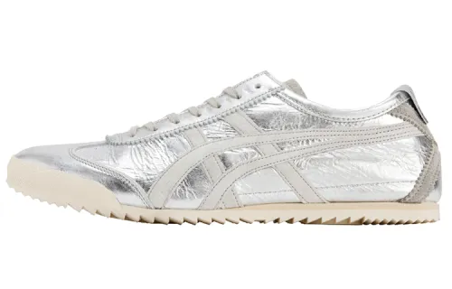 Onitsuka Tiger MEXICO 66 Deluxe Canvas Slip Resistant Low top Casual Shoes Women's Silver Made In Japan