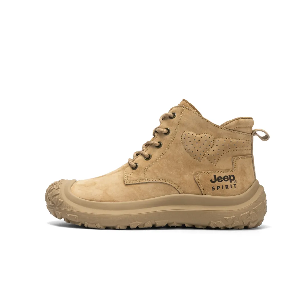 JEEP SPIRIT Outdoor Commute Reverse Fleece Vintage Classic Yellow Boots Short Combat Boots Women's
