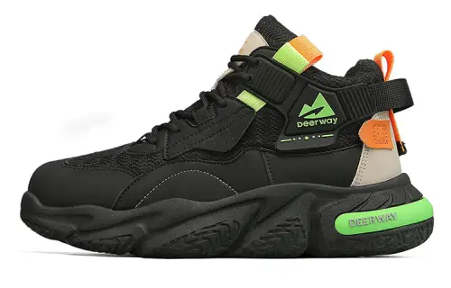 DEERWAY Slip Resistant Abrasion Resistant Mid top Casual Shoes Men's Black