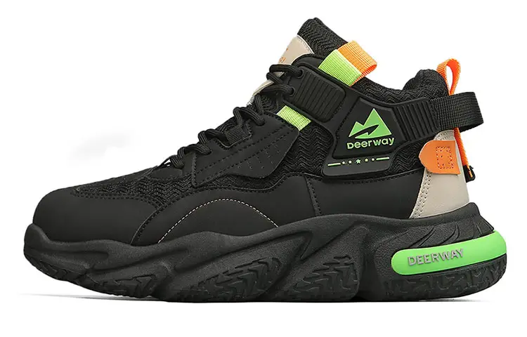 DEERWAY Slip Resistant Abrasion Resistant Mid top Casual Shoes Men's Black