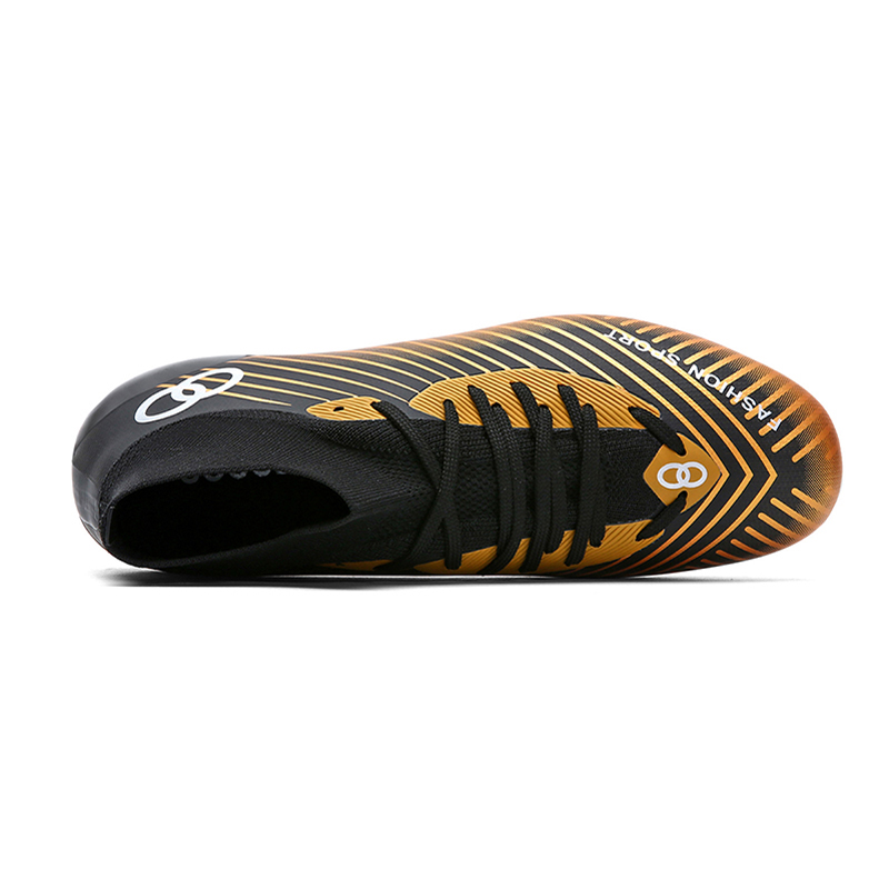 ATAY Slip Resistant Abrasion Resistant Slip Resistant Abrasion Resistant Soccer Shoes Unisex Black Gold