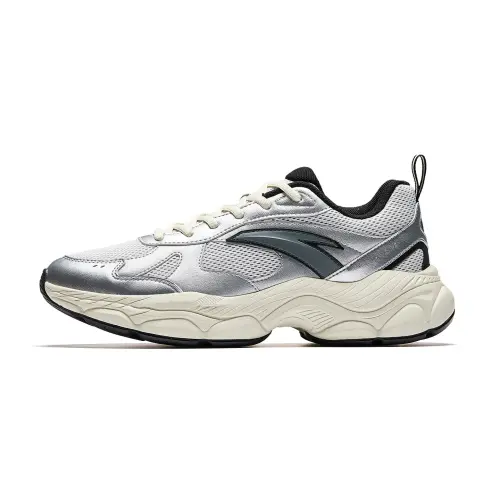 Anta Abrasion Resistant Lightweight Wear resistant And Lightweight Low top Casual Shoes Men's Silver Black Gray