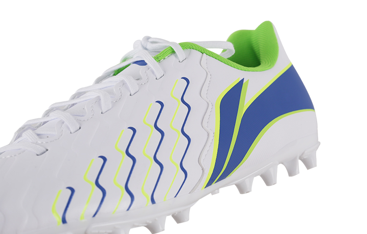 Li Ning MG Multi Ground Cushioning Slip Resistant Abrasion Resistant Soccer Shoes Men’s White