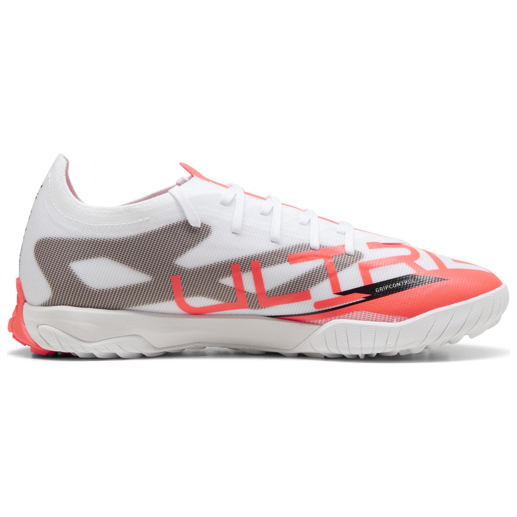 PUMA Ultra 5 Match TT Turf Abrasion Resistant Soccer Shoes Unisex White Black Red