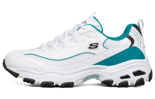 Skechers D'Lites 1.0 Mesh, Artificial Leather Low top Casual Shoes Men's White Turquoise