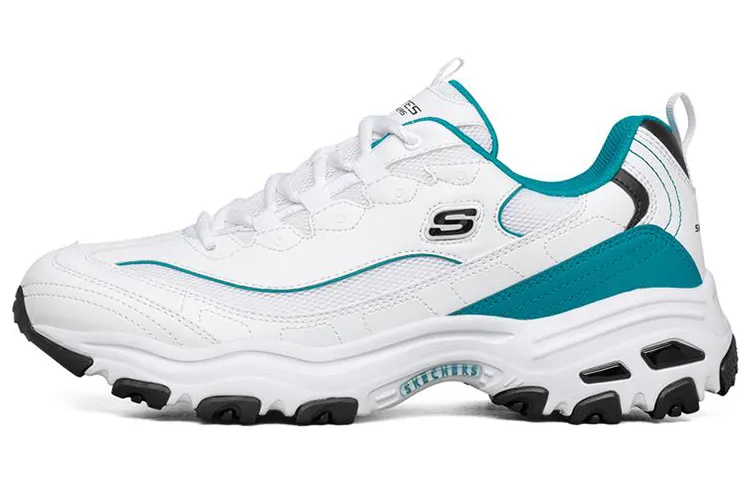 Skechers D'Lites 1.0 Mesh, Artificial Leather Low top Casual Shoes Men's White Turquoise