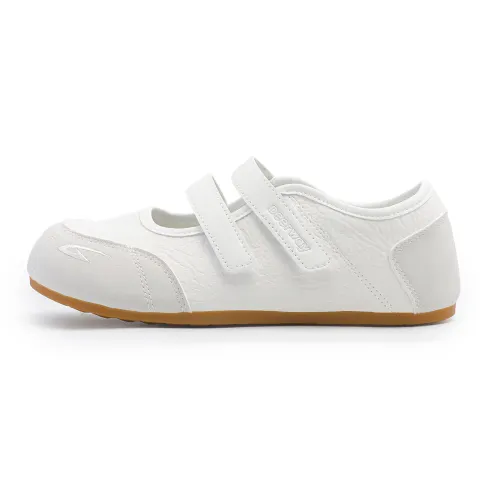 DEERWAY Del Hui Velcro Mary Jane ballet shoes flats French cloud puffs with skirt slip-on slip-on shoes for students versatile soft sole temperament commuting breathable light weight increase low-top lifestyle casual shoes women's white
