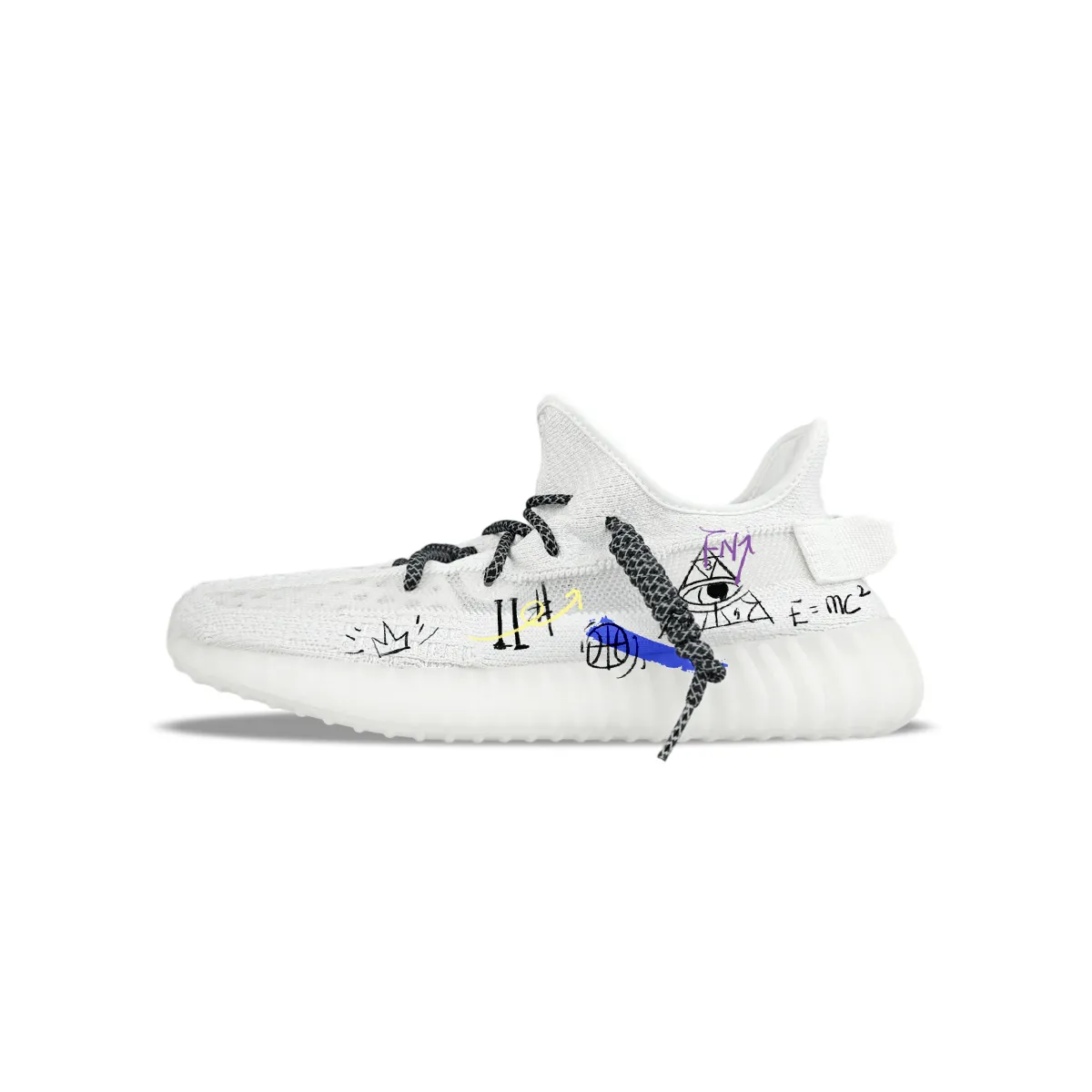 Adidas Originals Yeezy Boost 350 V2 Abrasion Resistant Abrasion Resistant Low top Casual Shoes Unisex White Blue