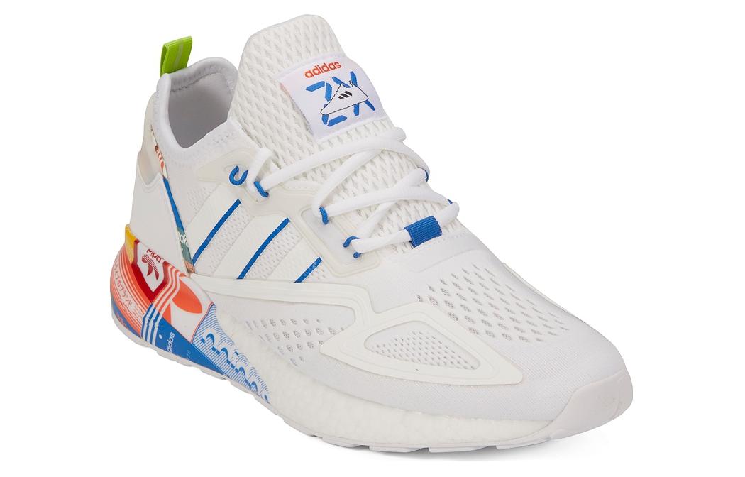 Кроссовки adidas originals ZX 2K Boost (бело-сине-оранжевые) — Белый / синий / оранжевый — фото 3