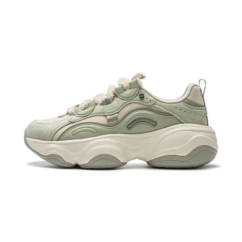 Li Ning Honey V2 Slip Resistant Height Increasing Low top Casual Shoes Women's Green Gray