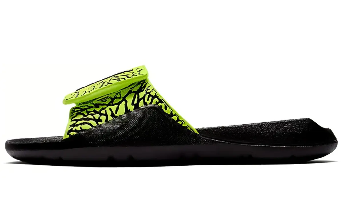 Air Jordan Hydro 7 V2 Burst Crack Black Yellow Slippers 'Black Yellow' GS