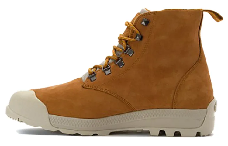 Palladium Pampa Combat Boots Unisex High Top Brown Yellow