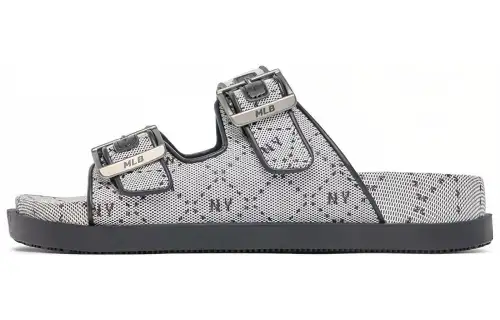 MLB Sandal Rubber Sole Slip Resistant Odor Resistant Slide Slippers Unisex Gray Black