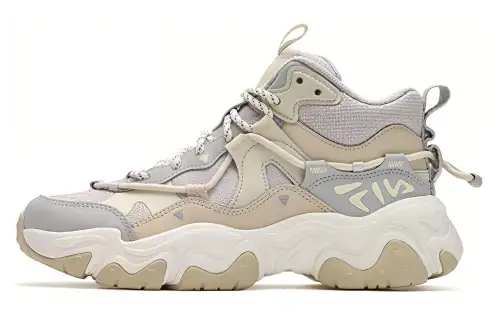 FILA FLUID 5 Cat Paw 5.0 Textile, Synthetic Leather Cushioning, Wear Resistant Mid top Casual Shoes Women's Beige