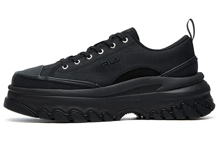 FILA Lava Canvas Sports Slip Resistant, Abrasion Resistant, Height Increasing Low top Casual Shoes Women's Black