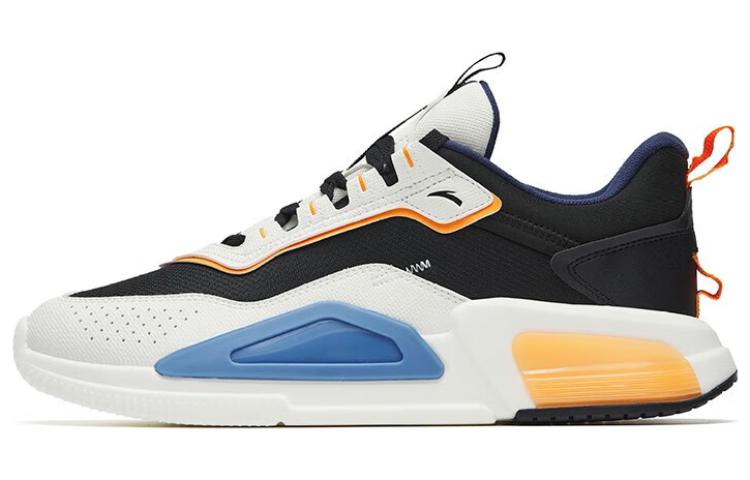 ANTA Rubik's Cube Casual Shoes Men's Low Top Black/Ivory White/Fluorescent Sunset Orange