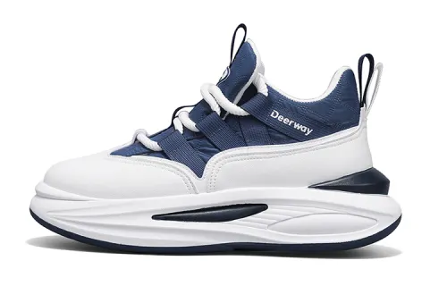 DEERWAY Casual Shoes Men's Mid Top White Dark Blue