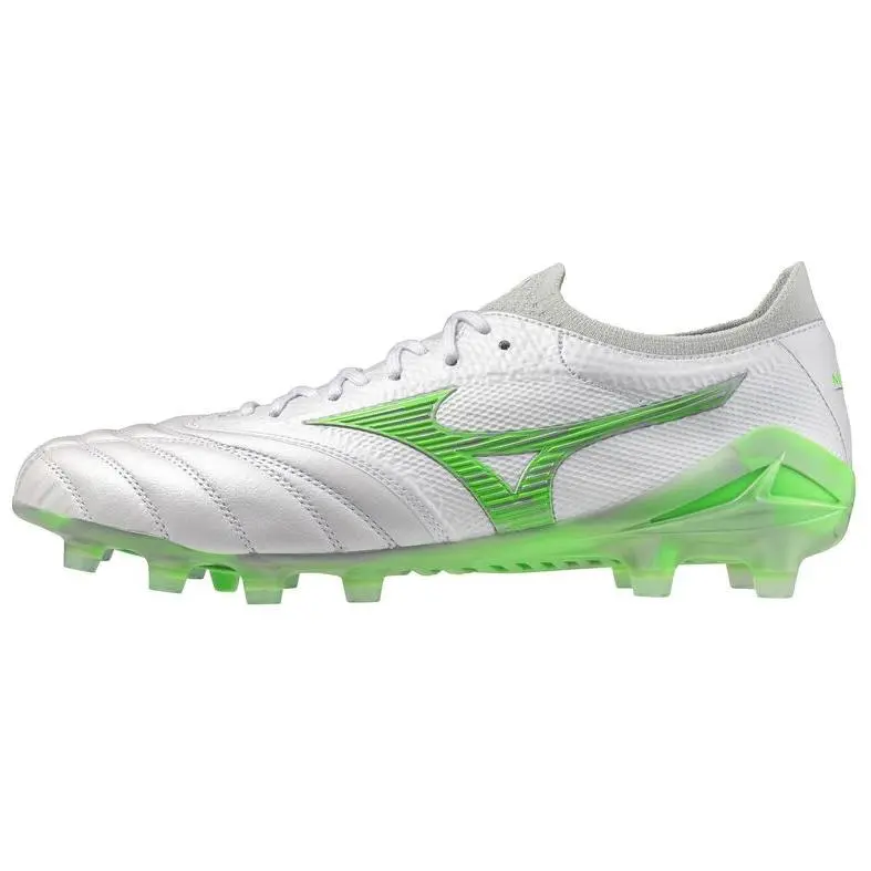 Mizuno Morelia Neo 4 Synthetic Leather, Leather Slip Resistant Abrasion Resistant Soccer Shoes Unisex White Green