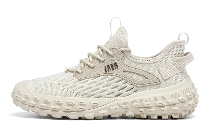 JEEP SPIRIT Mesh, Textile Abrasion Resistant Abrasion Resistant Low top Casual Shoes Men's Beige