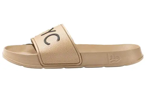New Era Nyc Slide Slippers Men's Beige Yellow