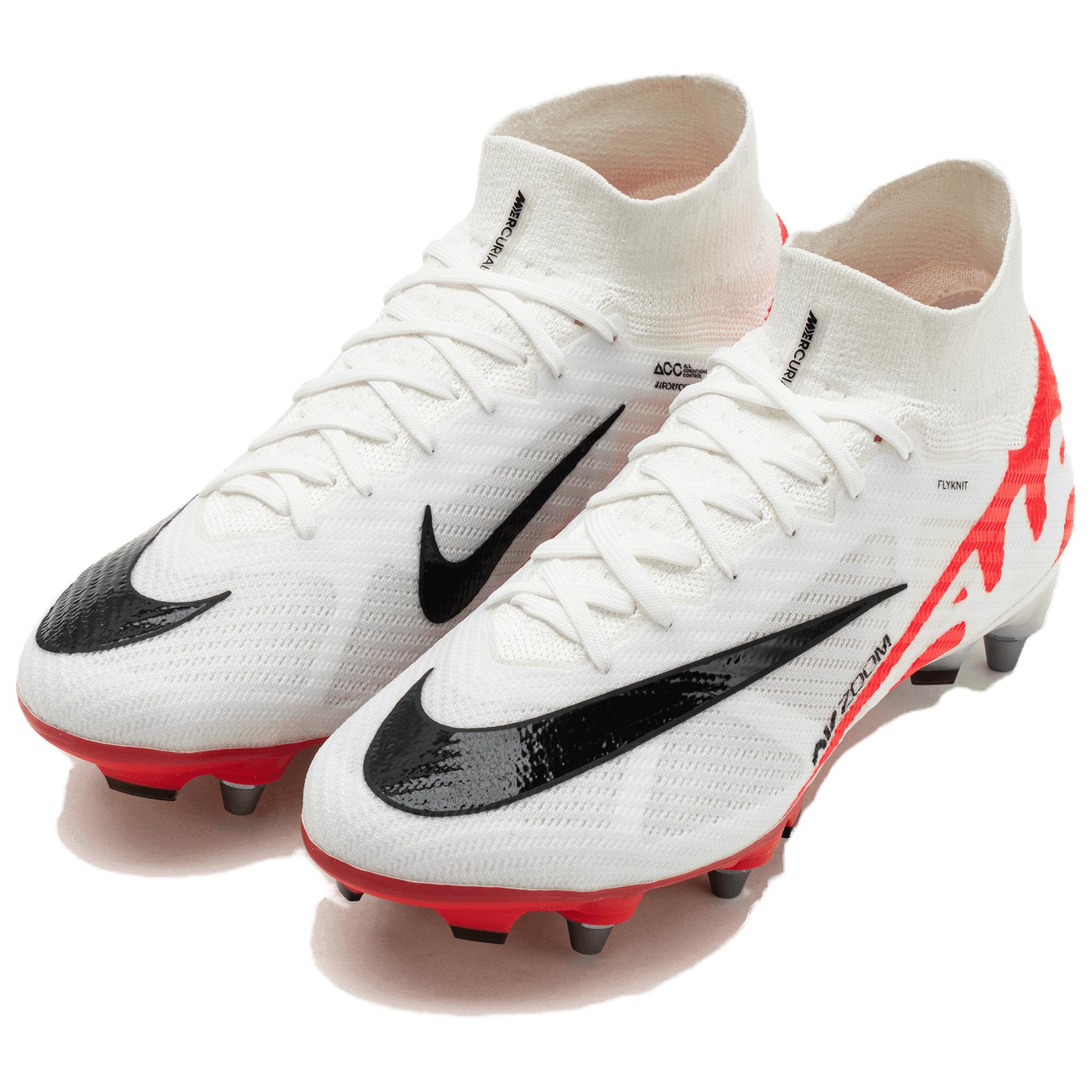 Nike Mercurial Superfly 9 SG Soft Ground Soft Ground Cushioning, Wear Resistant Soccer Shoes Men’s White Red