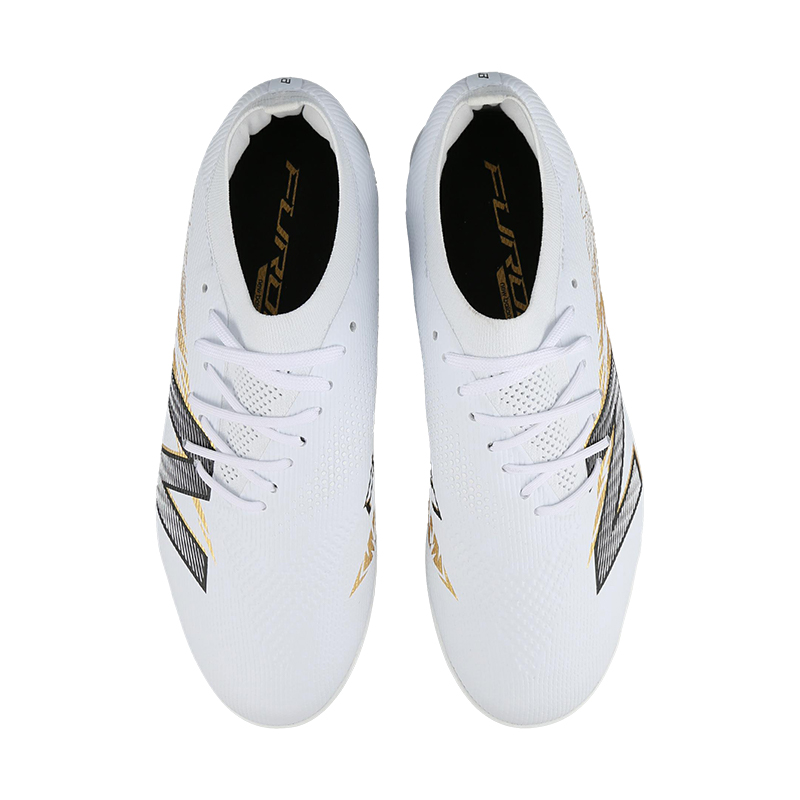 New Balance Furon V8 TF Turf Abrasion Resistant Breathable Coverage Soccer Shoes Unisex White Gold Black