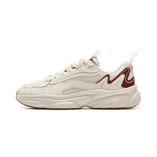 Li Ning Milk Coconut Cushioning Slip Resistant Abrasion Resistant Support Low top Casual Shoes Men's White Red