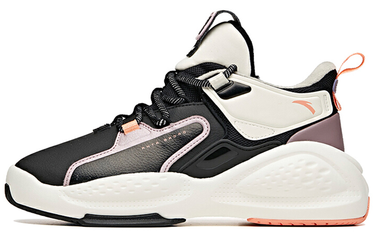 Anta Bastard Fleece lined Mid top Skateboard Shoes Women's Black White Pink