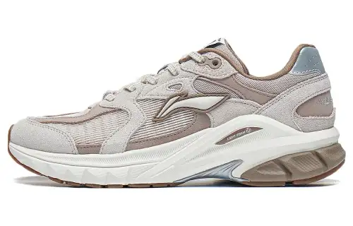 Li Ning Slip Resistant Abrasion Resistant Low top Sports Casual Shoes Women's Gray Brown