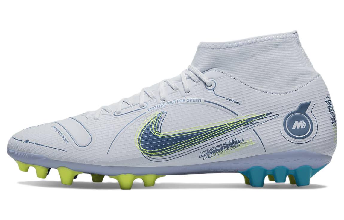 Nike Mercurial Superfly 8 Assassin 14 Academy AG (gel short spike) Artificial grass Anti-slip wear-resistant support Football shoes Men's gray-blue