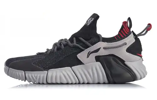 Li Ning Runway Collection Cushioning Slip Resistant Low top Casual Shoes Men's Gray Black