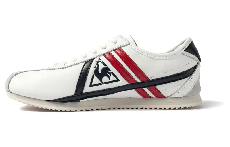 Le Coq Sportif Synthetic Leather, Cow Leather Slip Resistant Abrasion Resistant Low top Casual Shoes Unisex White