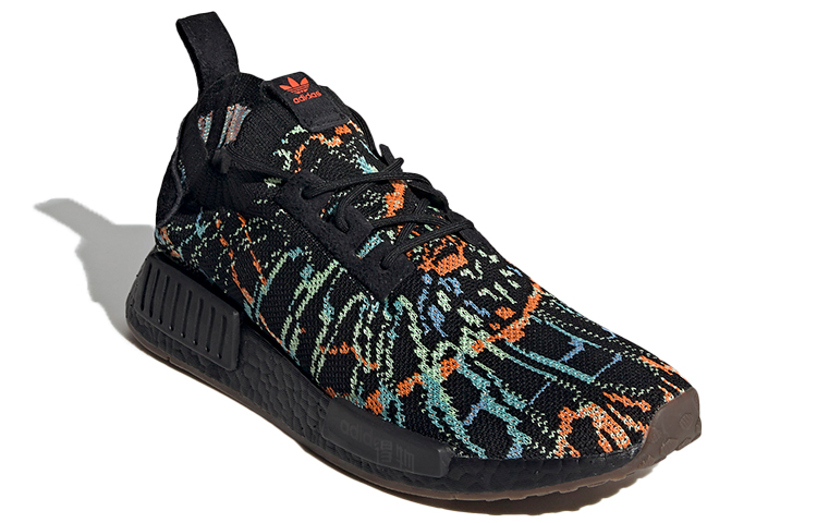 Кроссовки adidas originals NMD_R1 Primeknit (черные с цветным) — 黑/彩 — фото 3