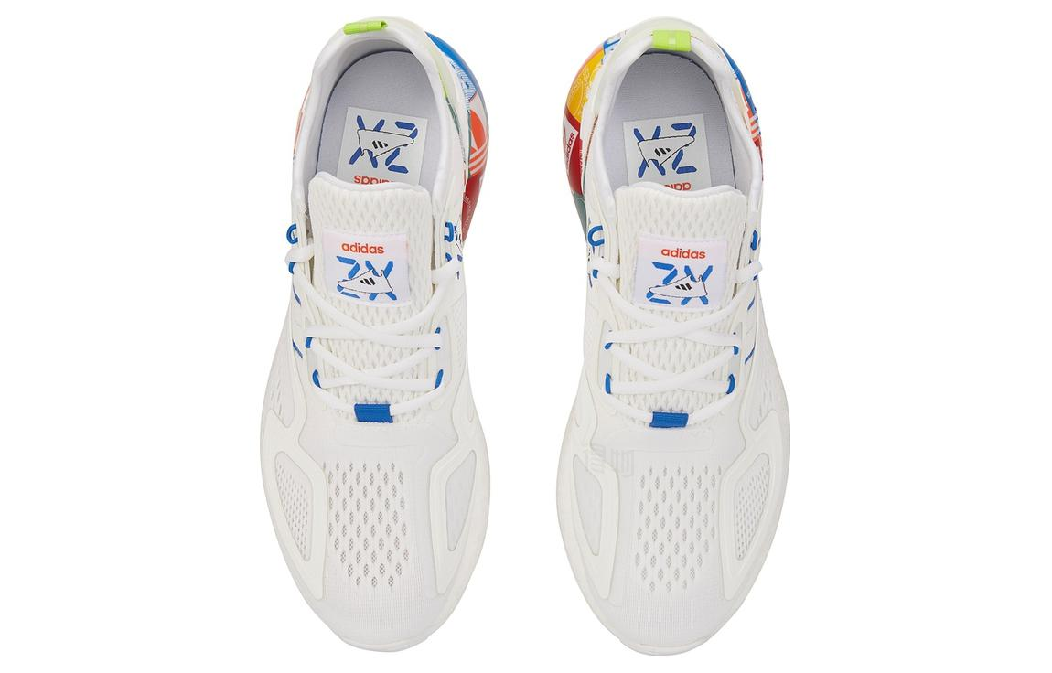 Кроссовки adidas originals ZX 2K Boost (бело-сине-оранжевые) — Белый / синий / оранжевый — фото 5
