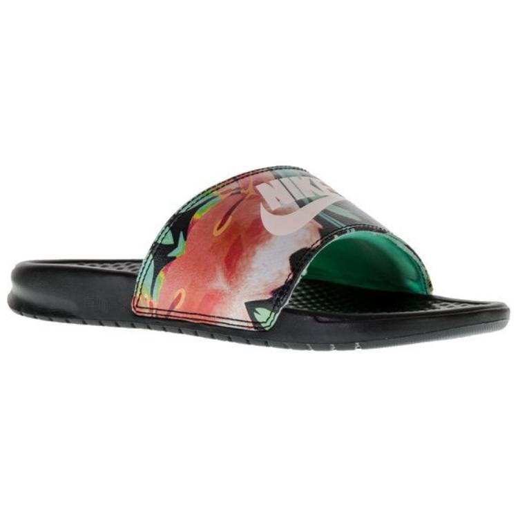 Женские шлепанцы Nike Benassi JDI Print (черно-черные) — фото 3