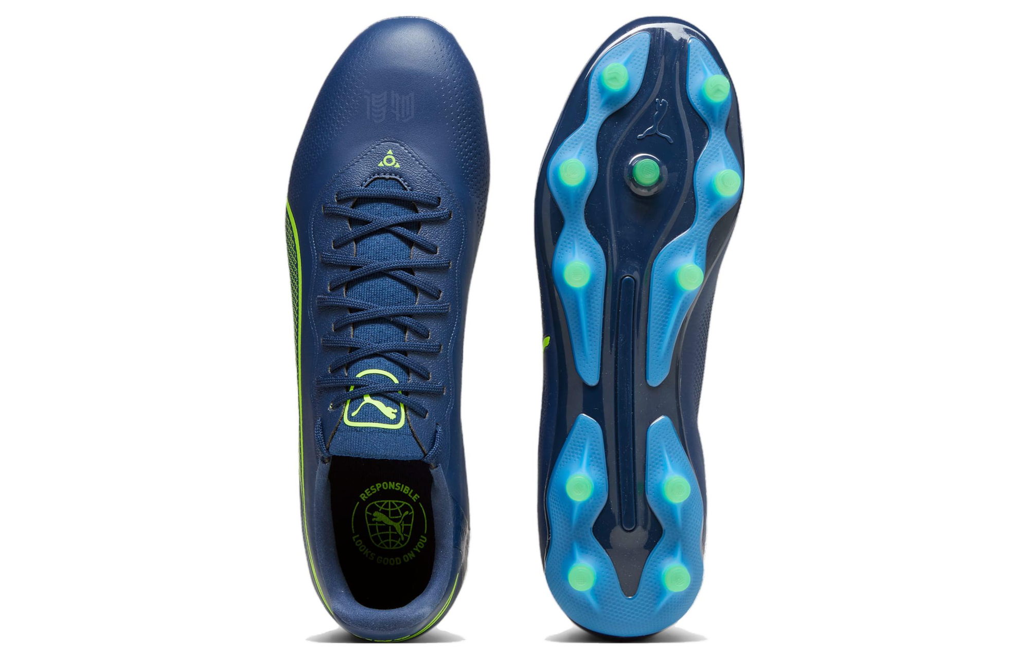 Мужские бутсы PUMA King Pro FG AG (сине-зеленые) — Синийзелёный — фото 4