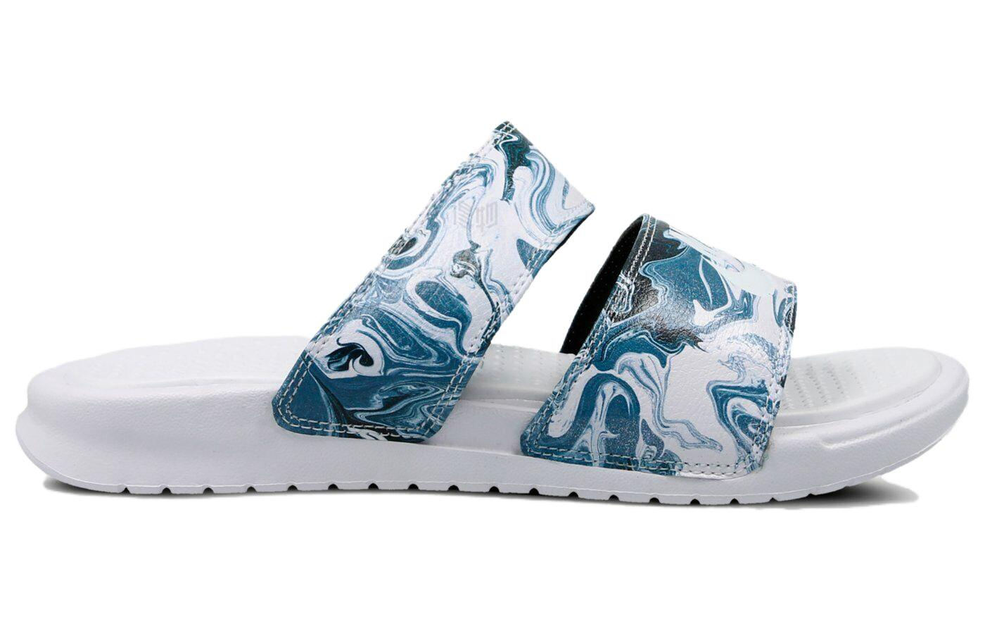 Женские шлепанцы Nike Benassi (бело-зеленые) — фото 2