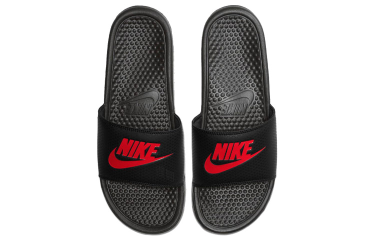 Мужские шлепанцы Nike Benassi dji (черно-красные) — фото 3