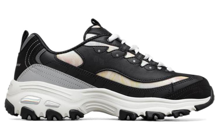 Женские кроссовки Skechers D'LITES 1.0 (черно-бело-серые) — фото 2