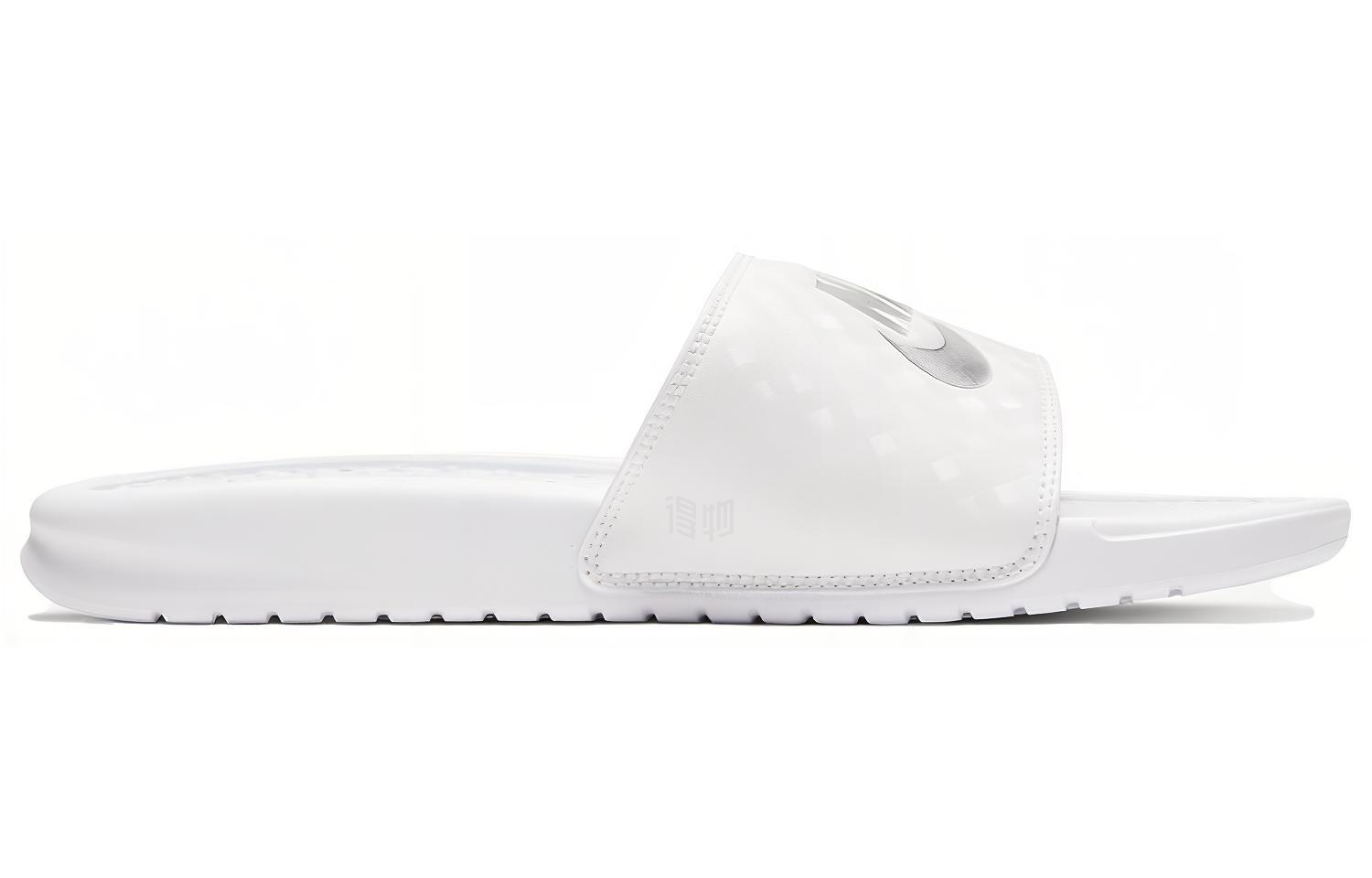 Женские шлепанцы Nike Benassi JDI OG (бело-серебристые) — 白/金属银 — фото 2