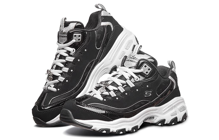 Женские кроссовки Skechers D'Lites (черно-бело-серые) — Чёрный / белый / серый — фото 3