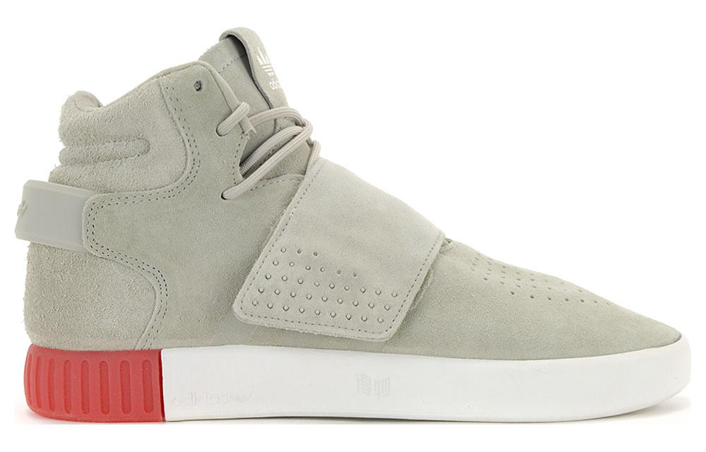 Кроссовки adidas originals Tubular Invader Strap Sesame (серо-белые) — 芝麻/芝麻/艳红 — фото 2