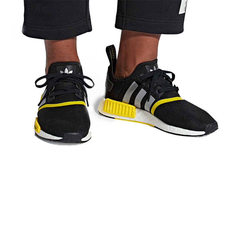Кроссовки adidas originals NMD_R1 (черно-желто-белые) — фото 7