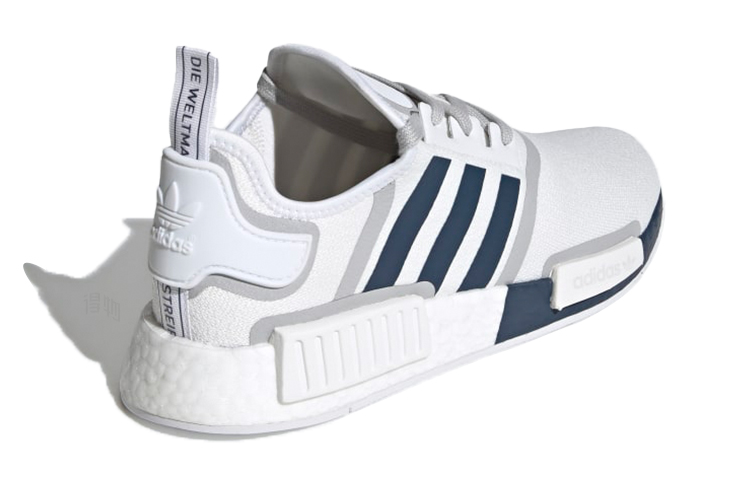 Кроссовки adidas originals NMD_R1 (белый / серебристый / синий) — фото 4