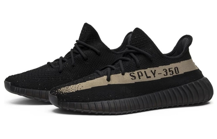 Кроссовки adidas originals Yeezy Boost 350 V2 (черно-зеленые) — Чёрный — фото 3