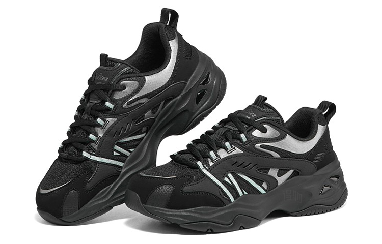 Женские кроссовки Skechers D'LITES 4.0 (черно-серебристые) — Чёрный / серебристый — фото 3