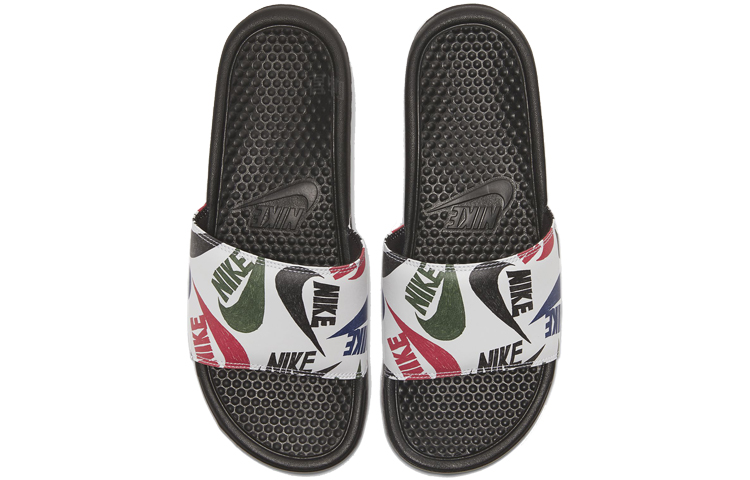Шлепки Nike Benassi JDI Print (черно-белые) — 黑/白色/多色/黑 — фото 3