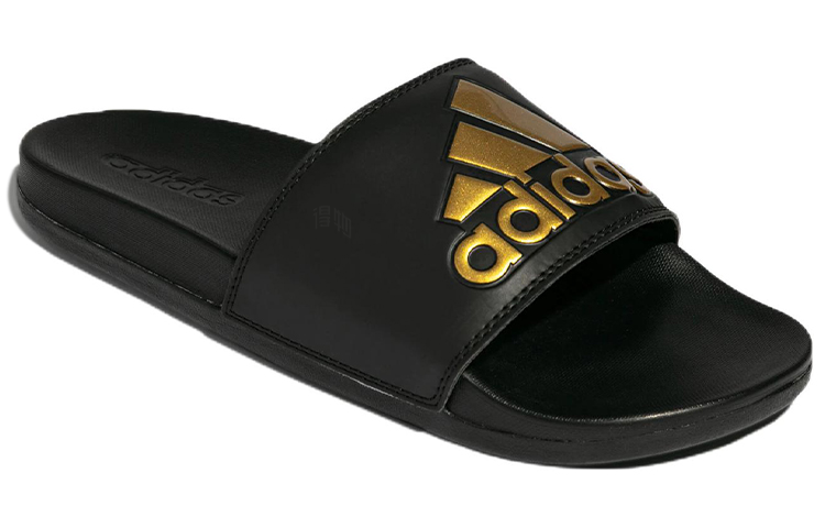Шлепанцы adidas Adilette Comfort (черно-золотые) — фото 3